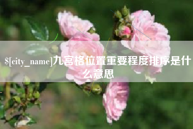 新沂九宫格位置重要程度排序是什么意思
