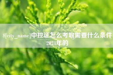 新沂中控证怎么考取需要什么条件2024年的